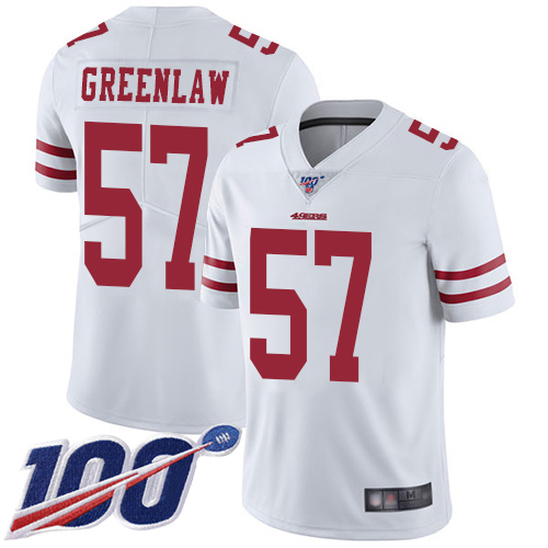 San Francisco 49ers Limited White Men Dre Greenlaw Road NFL Jersey #57 100th Season Vapor Untouchable->women nfl jersey->Women Jersey